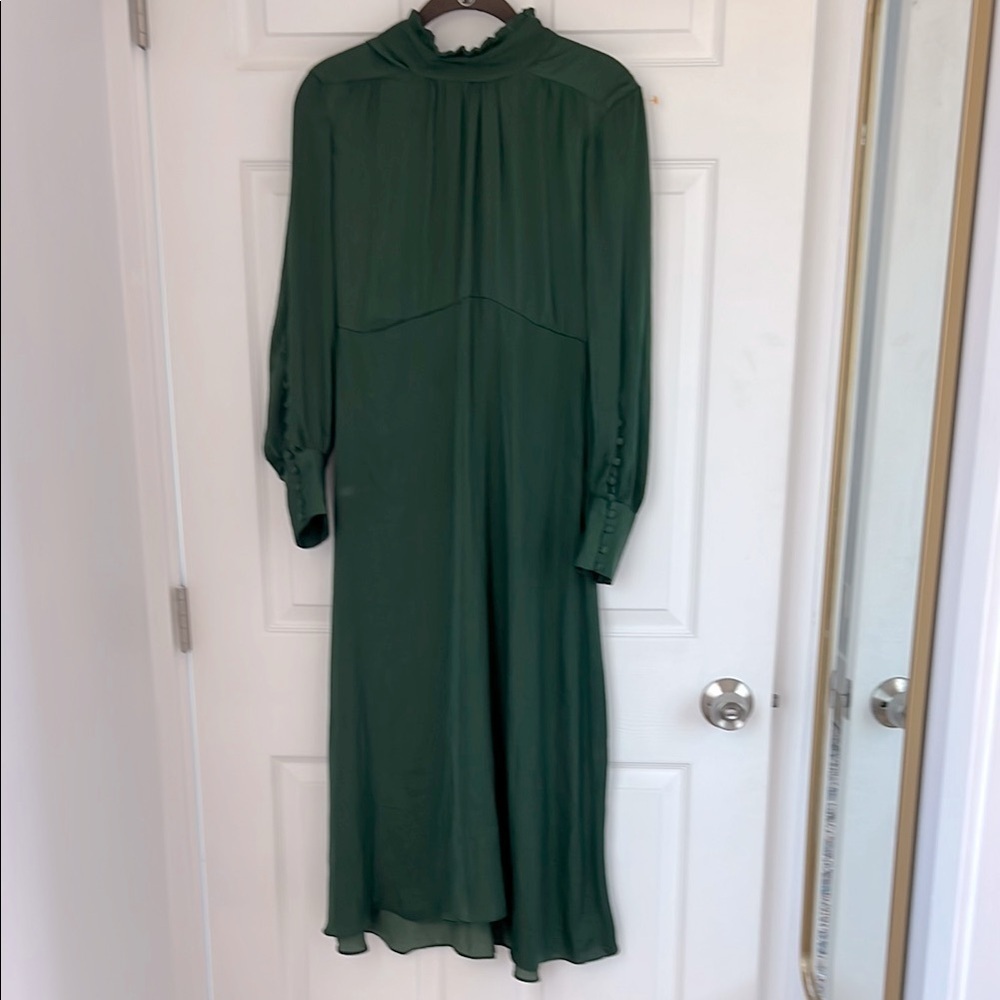 NWT ZARA Elegant Satin Long Sleeve Mock Neck Midi Dress Size Small $80 - Picture 5 of 11